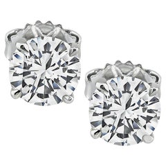 Vintage GIA Certified 1.00 Carat and 1.01 Carat Diamond Stud Earrings