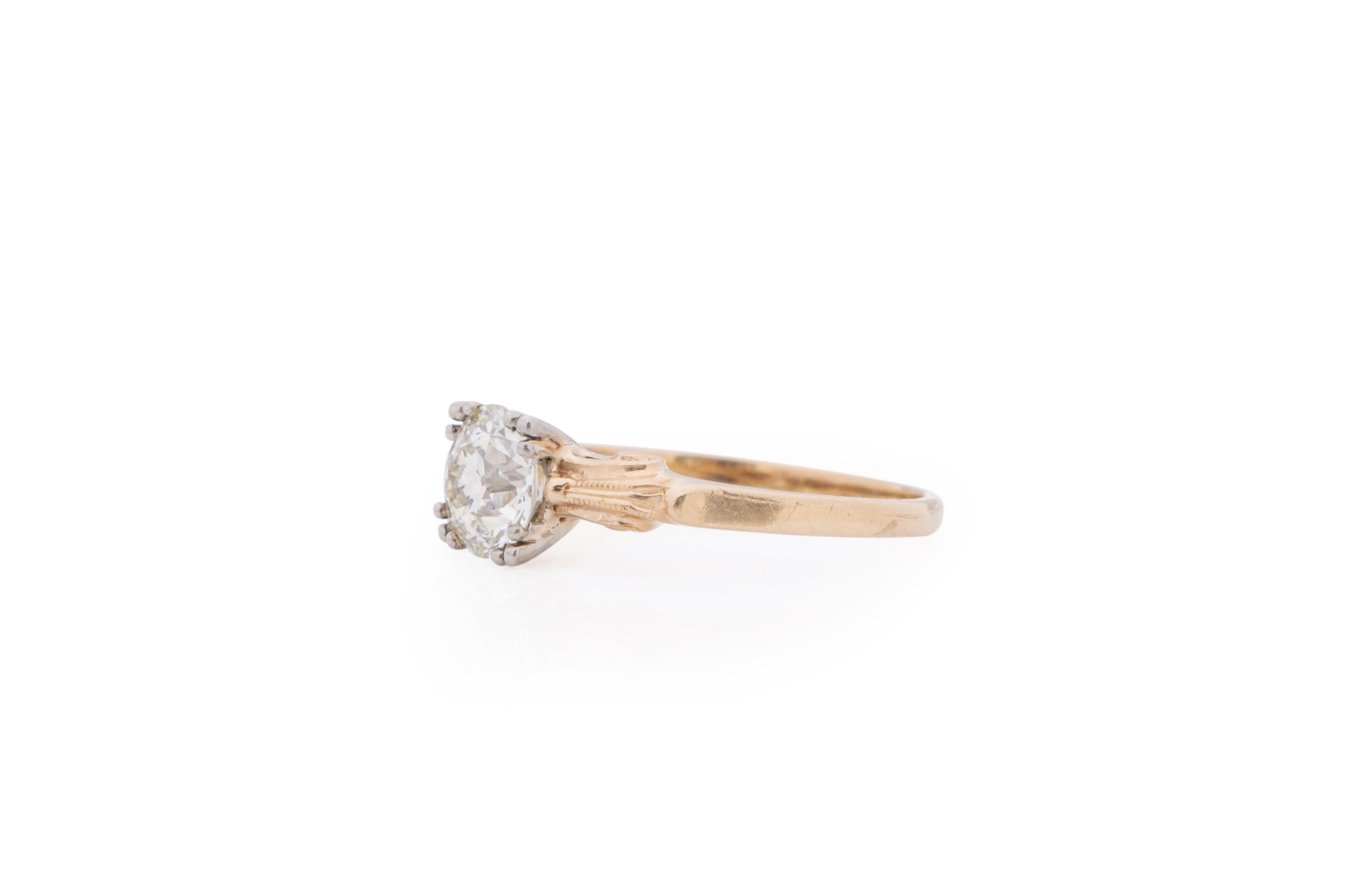 Old European Cut GIA Certified 1.00 Carat Art Deco Diamond Platinum Engagement Ring For Sale