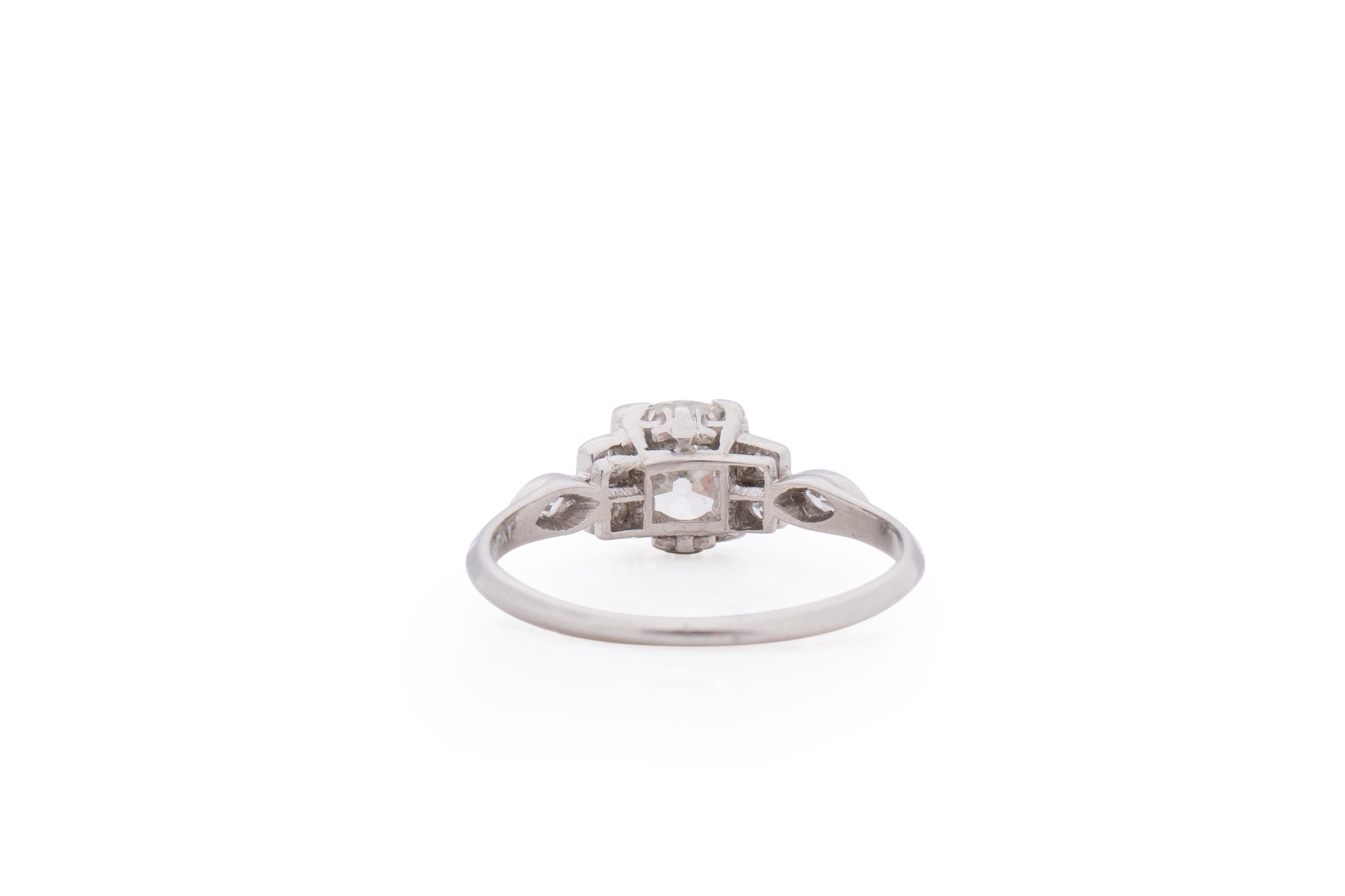 GIA Certified 1.00 Carat Art Deco Diamond Platinum Engagement Ring In Good Condition For Sale In Atlanta, GA