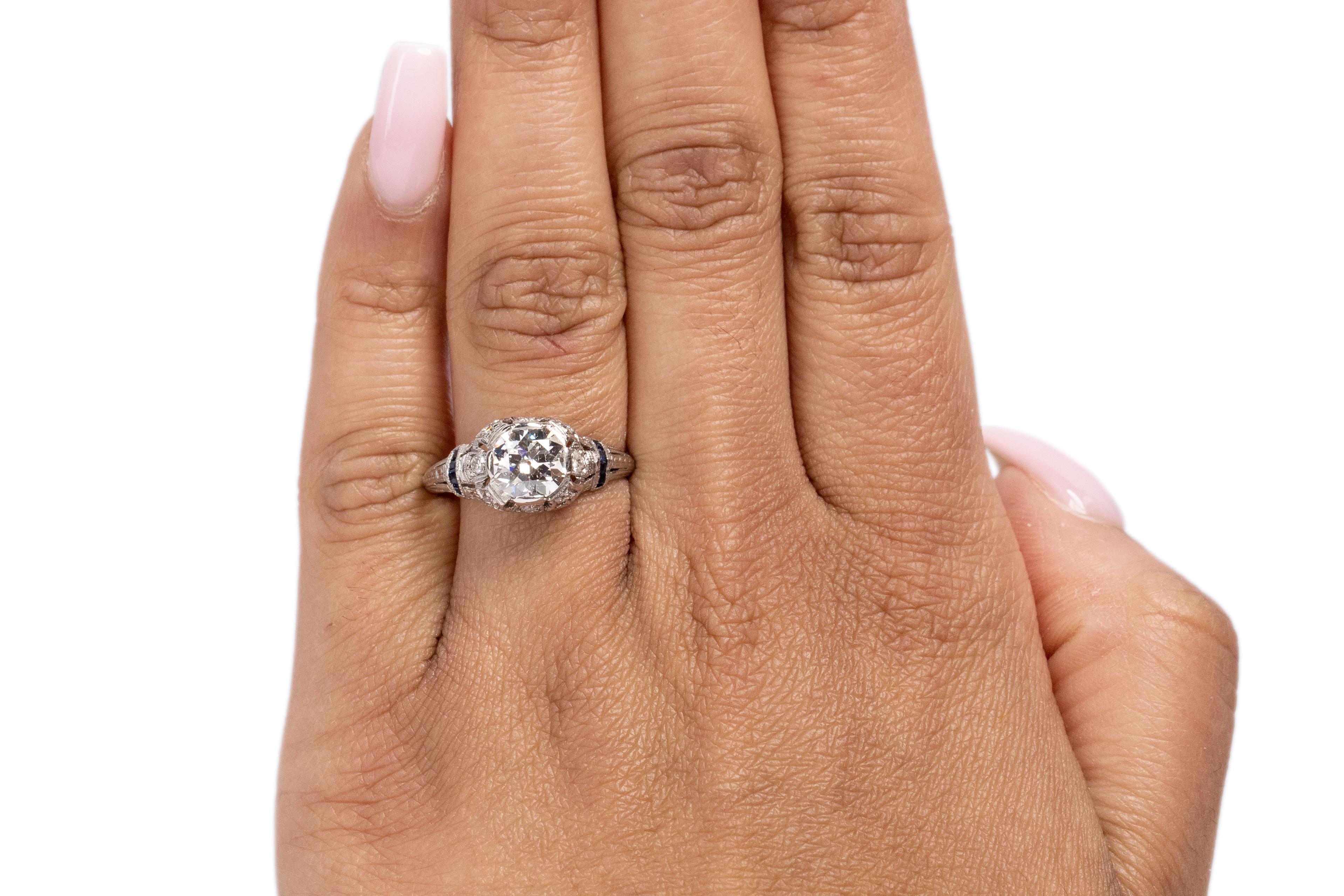 Women's GIA Certified 1.00 Carat Art Deco Diamond Platinum Engagement Ring For Sale