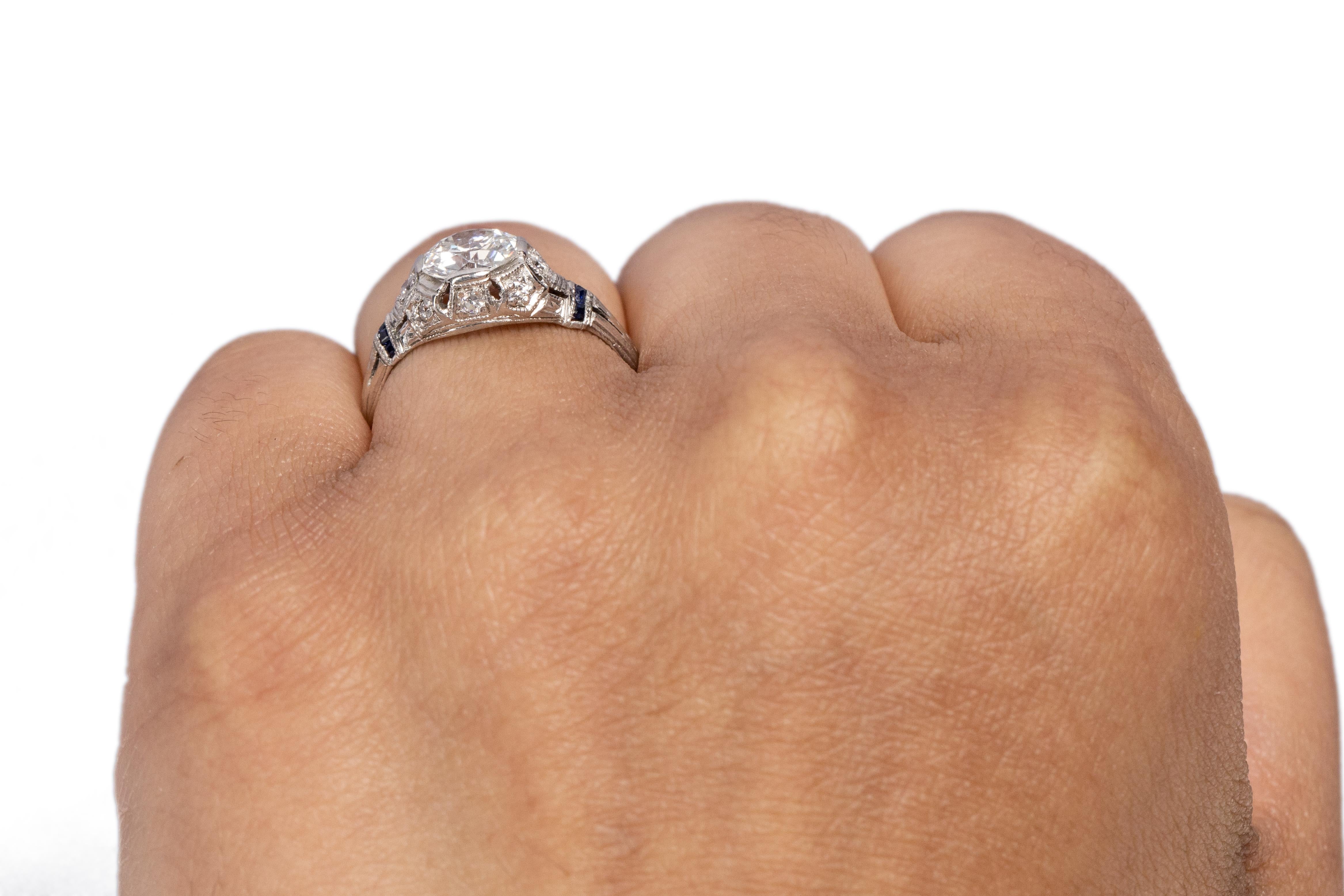 GIA Certified 1.00 Carat Art Deco Diamond Platinum Engagement Ring For Sale 1