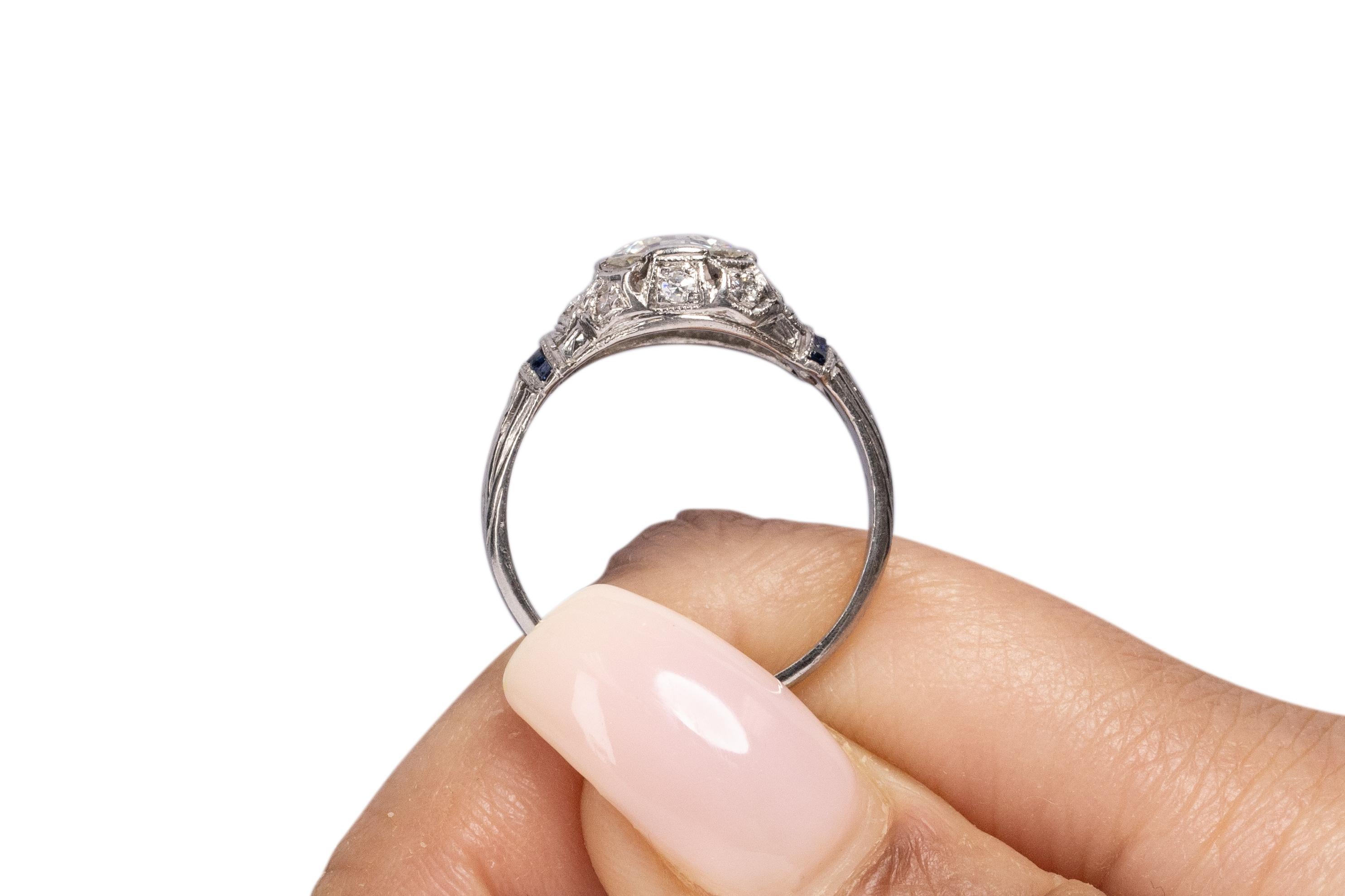 GIA Certified 1.00 Carat Art Deco Diamond Platinum Engagement Ring For Sale 3