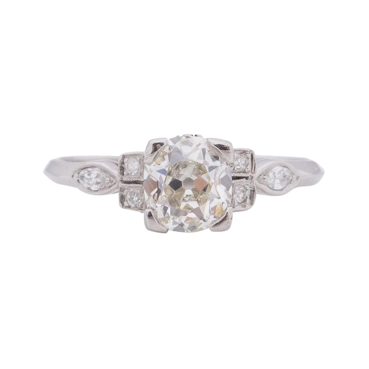 GIA zertifizierter 1,00 Karat Art Deco Diamant Platin Verlobungsring
