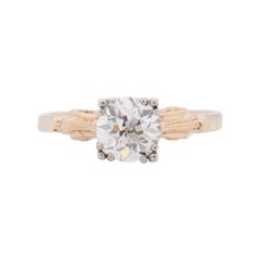 GIA zertifizierter 1,00 Karat Art Deco Diamant Platin Verlobungsring