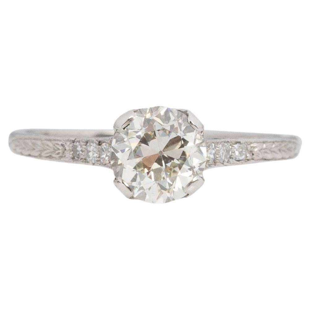 GIA Certified 1.00 Carat Art Deco Diamond Platinum Engagement Ring For Sale