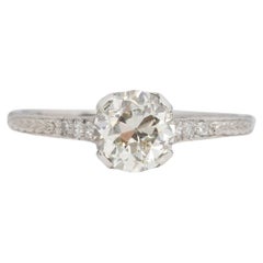 GIA-zertifizierter Platin-Verlobungsring mit 1.00 Karat Art Deco-Diamant