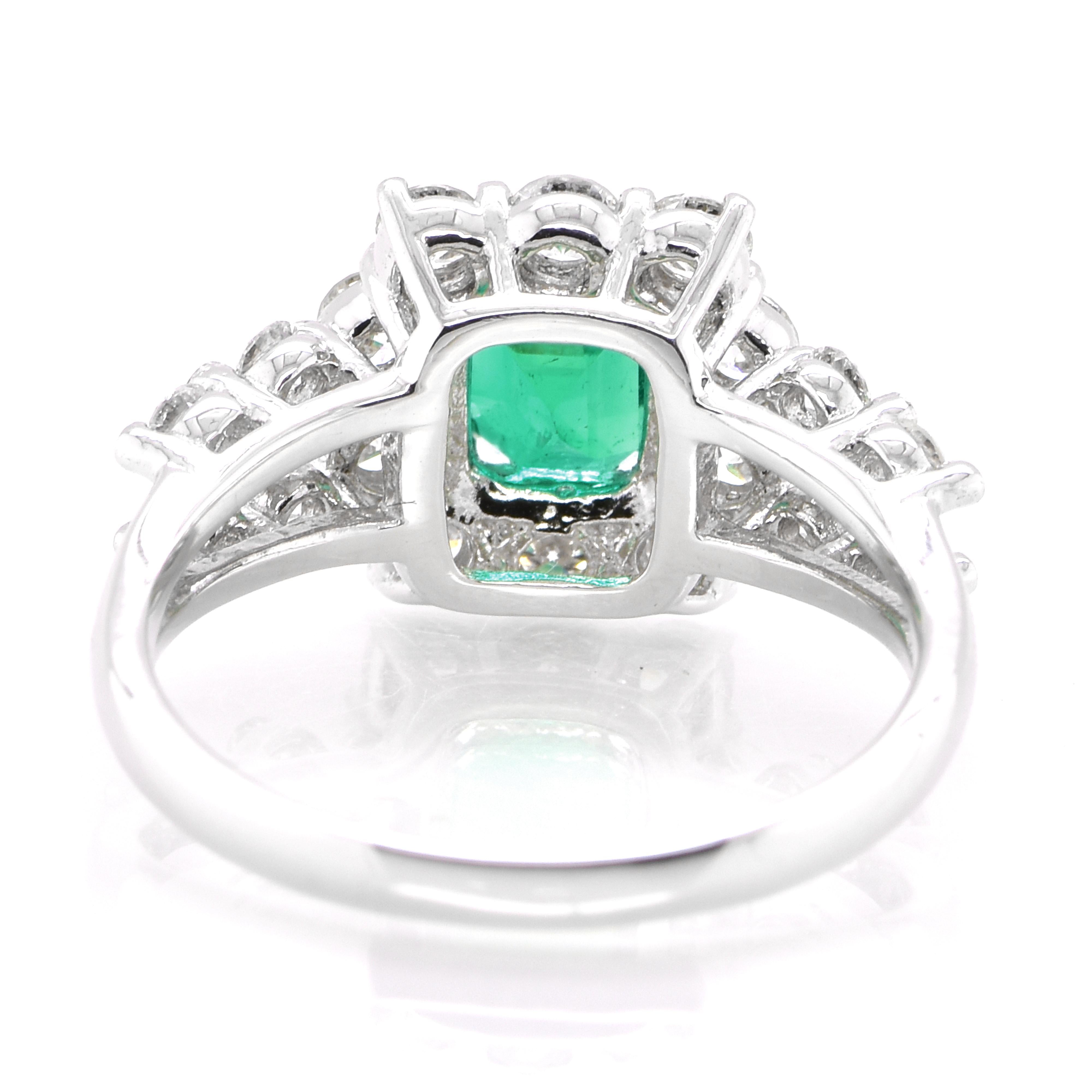 GIA-zertifizierter Ring aus Platin mit 1,00 Karat kolumbianischem Smaragd und Diamanten Damen im Angebot