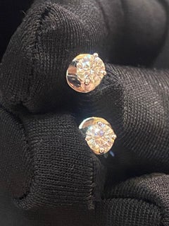 GIA Certified 1.00 Carat D/IF Round Brilliant Petite Stud Earrings in 18K Gold
