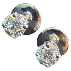 GIA Certified 1.00 Carat D/IF Round Brilliant Petite Stud Earrings in 18K Gold