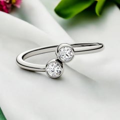 GIA Certified 1.00 Carat D/IF Round Brilliant Toi Et Moi Ring in 18K White Gold
