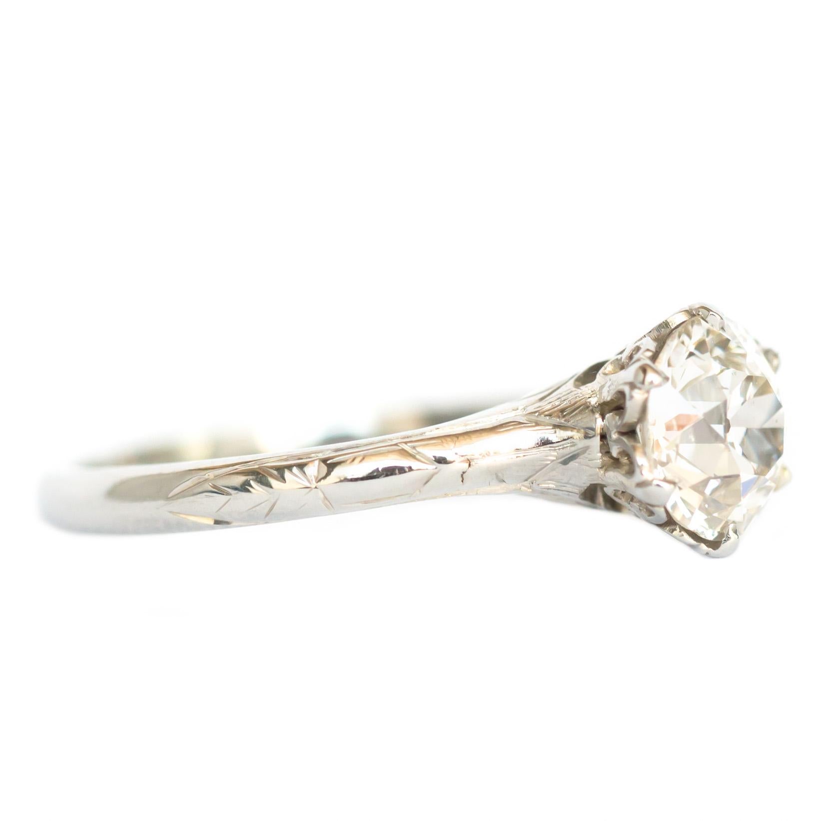 Edwardian GIA Certified 1.00 Carat Diamond Platinum Engagement Ring For Sale
