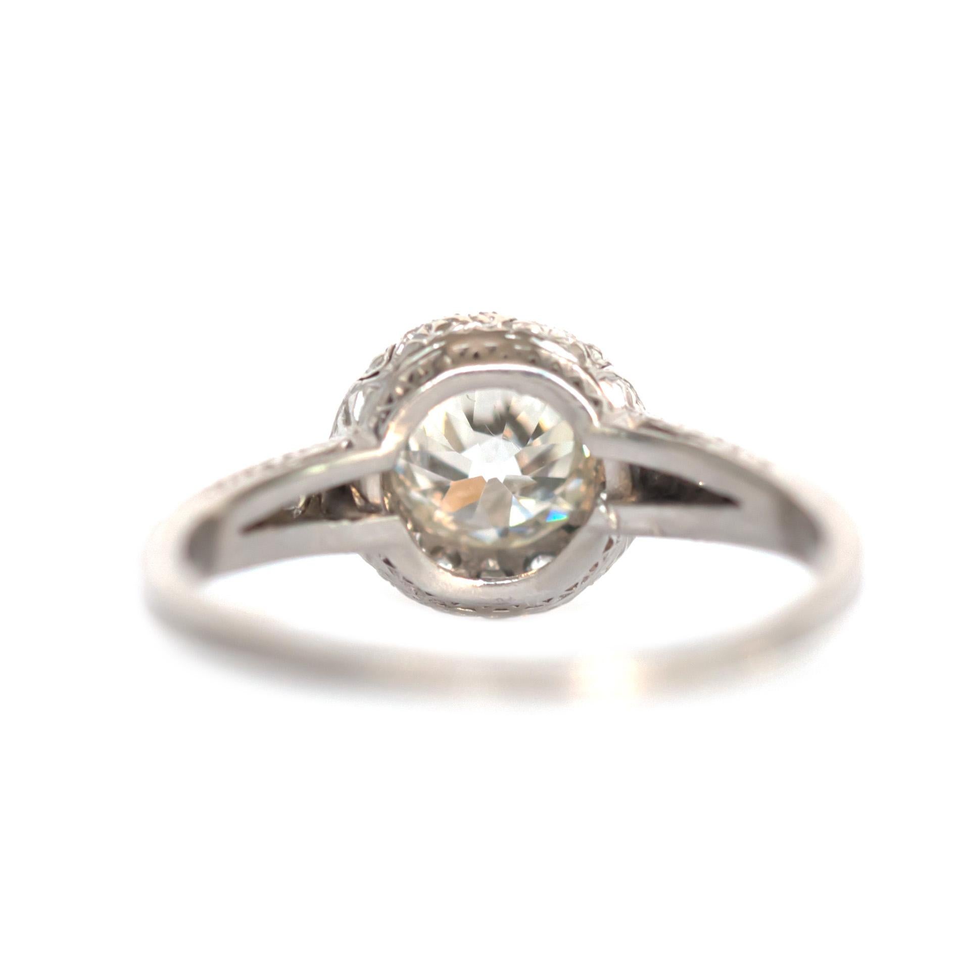 GIA-zertifizierter Verlobungsring mit 1,00 Karat Diamant aus Platin im Zustand „Gut“ im Angebot in Atlanta, GA