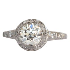 Antique GIA Certified 1.00 Carat Diamond Platinum Engagement Ring