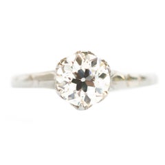 Antique GIA Certified 1.00 Carat Diamond Platinum Engagement Ring