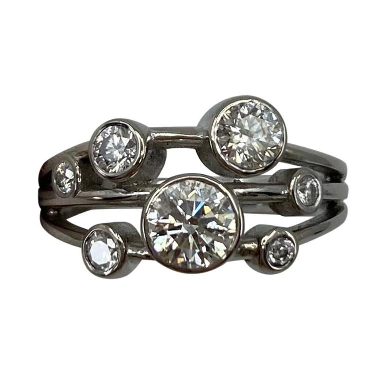 GIA Certified 1.00 Carat Diamond Raindance Style 18 Karat Gold Handmade Ring For Sale