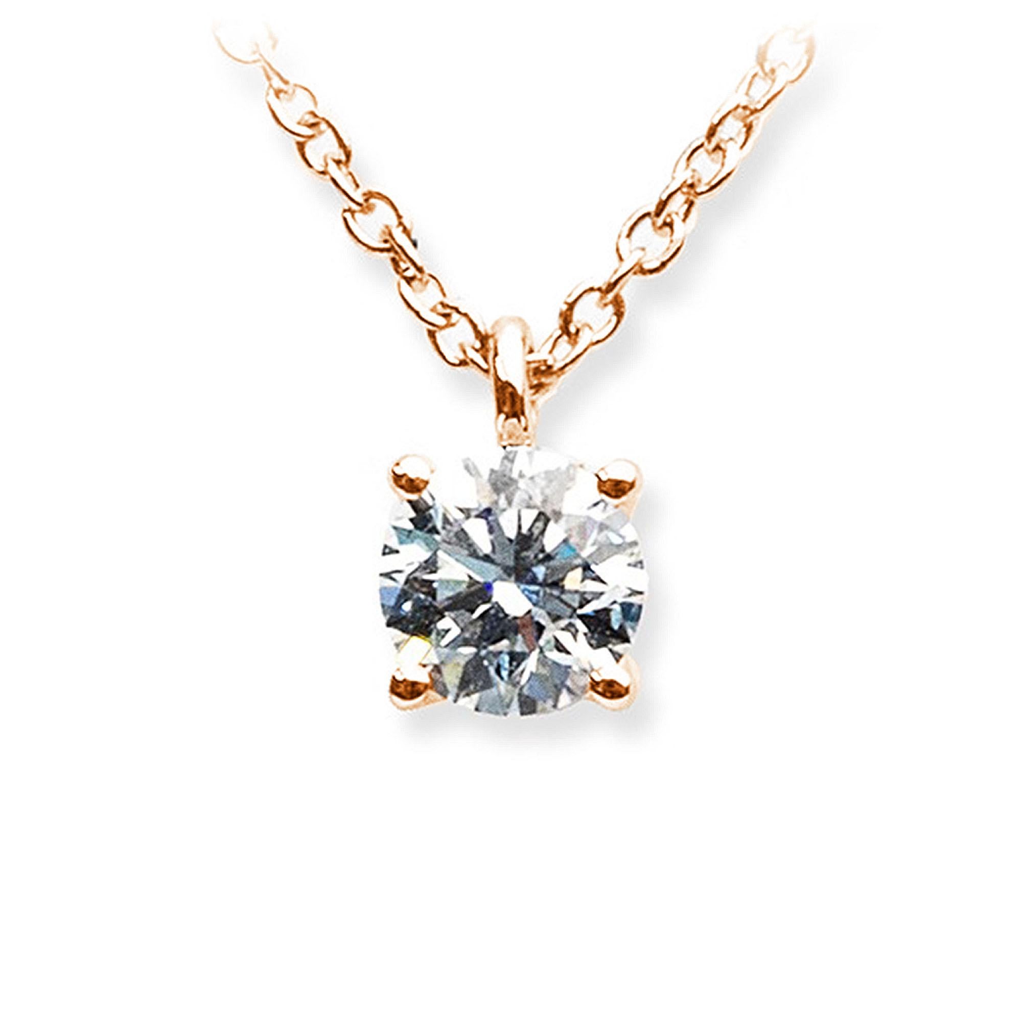 GIA Certified 1.00 Carat E-F Color VS Clarity Round Diamond Gold Chain Pendant For Sale 1