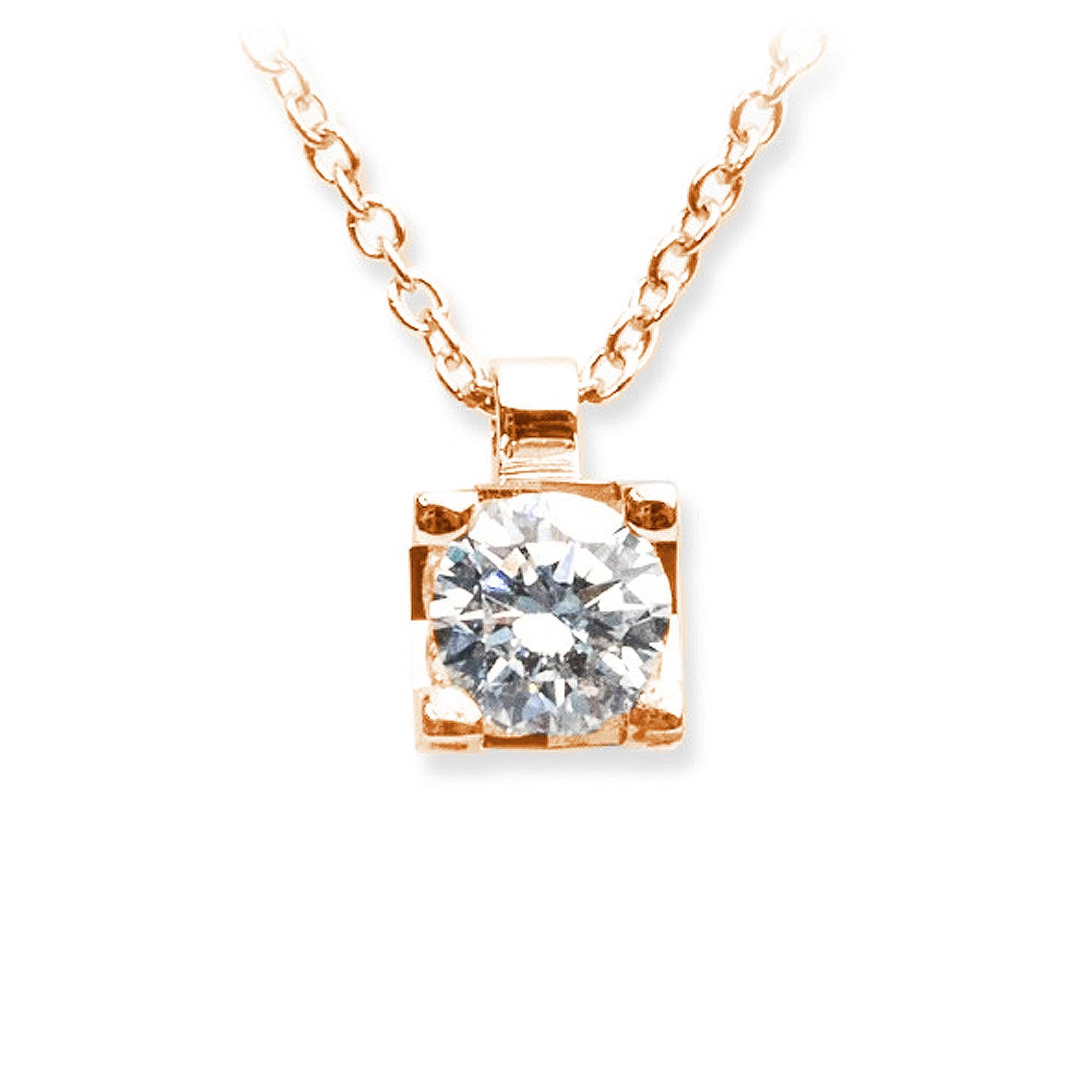 GIA Certified 1.00 Carat E-F Color VS Clarity Round Diamond Gold Chain Pendant  For Sale 1