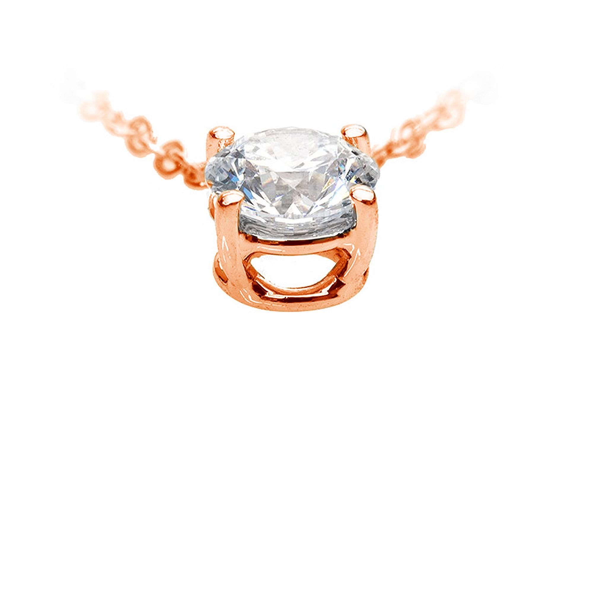 GIA Certified 1.00 Carat E-F Color VS Clarity Round Diamond Gold Chain Pendant For Sale 2