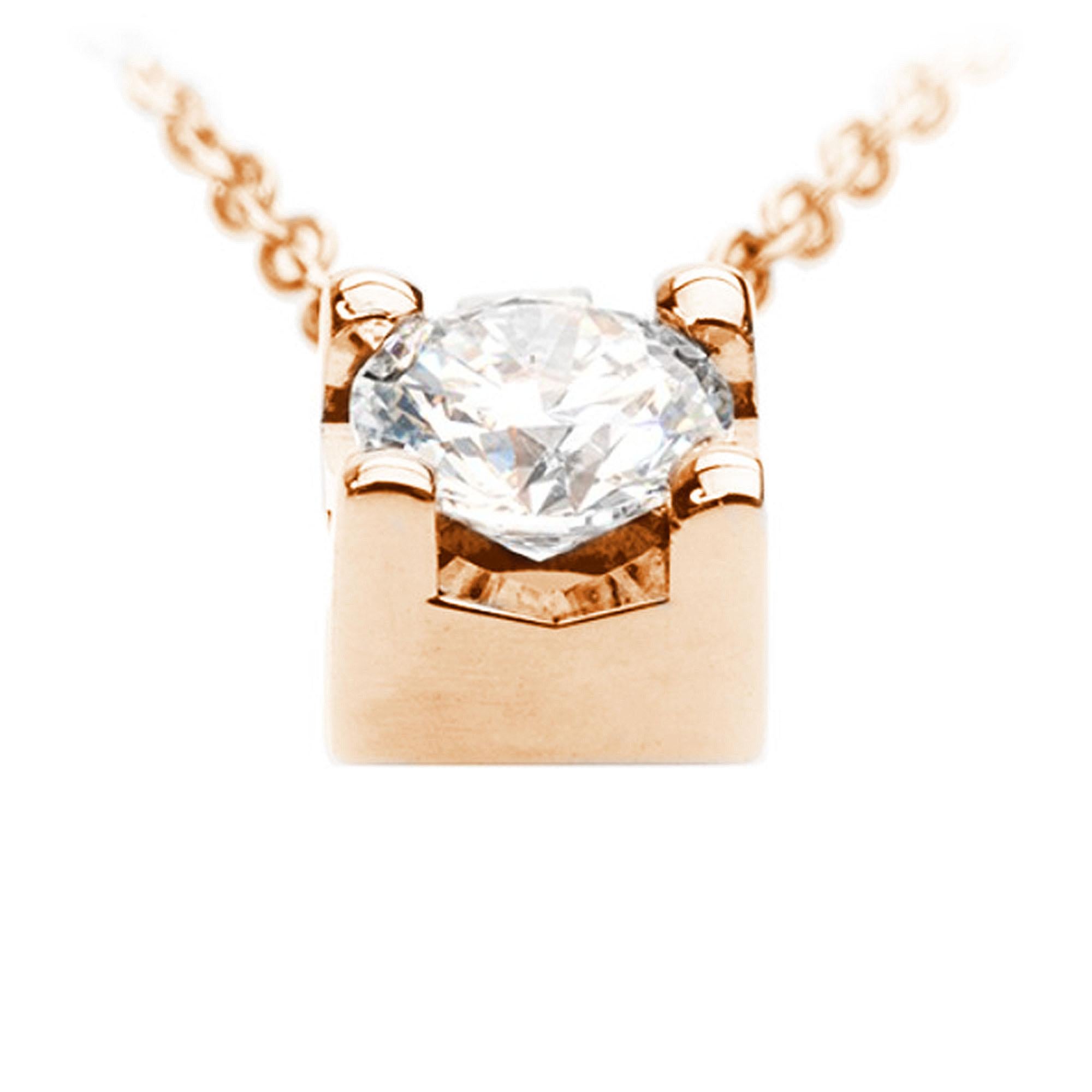 GIA Certified 1.00 Carat E-F Color VS Clarity Round Diamond Gold Chain Pendant  For Sale 2