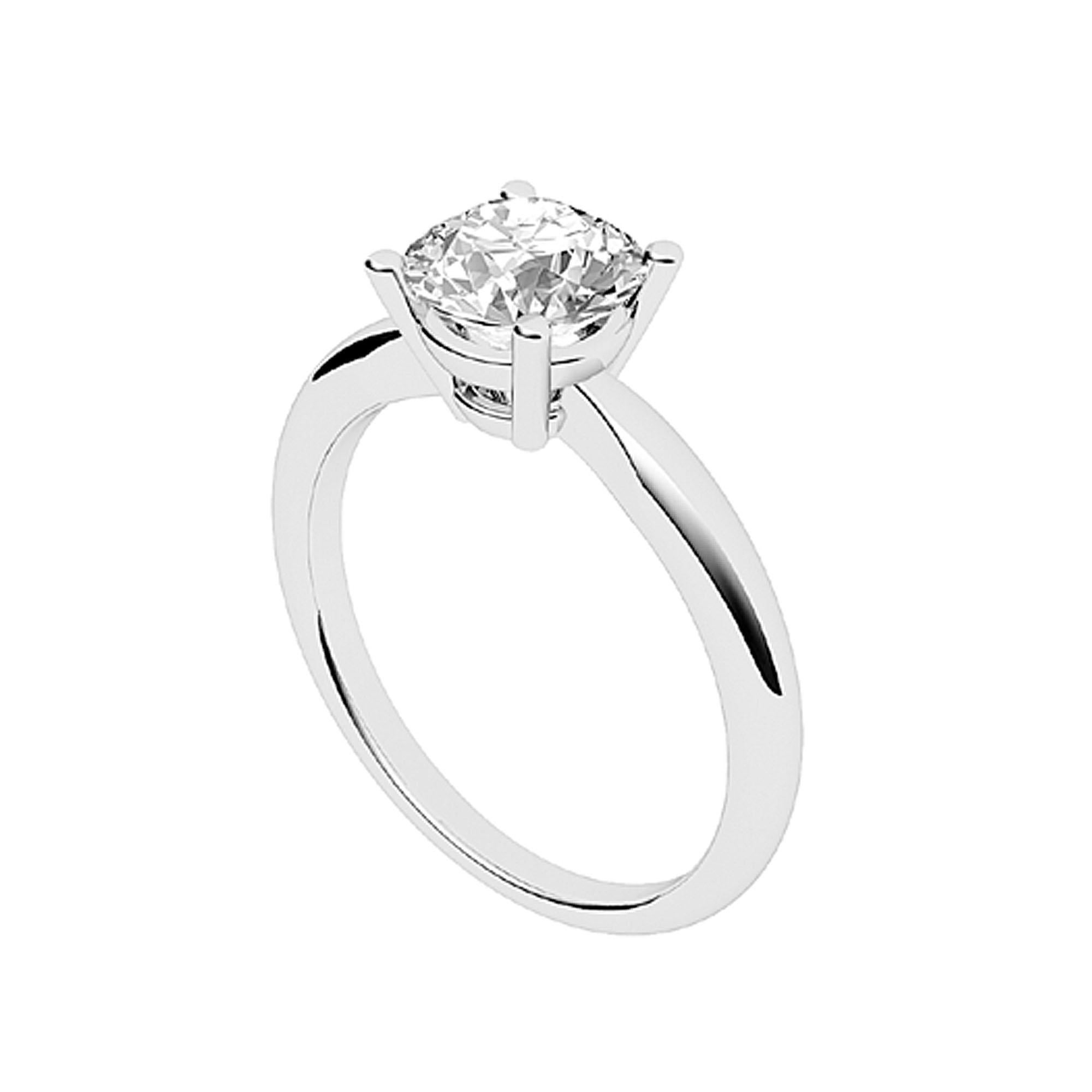 Taille ronde Diamant rond solitaire de 1,00 carat de couleur E-F et de pureté VS certifié par le GIA, 6 grilles en vente