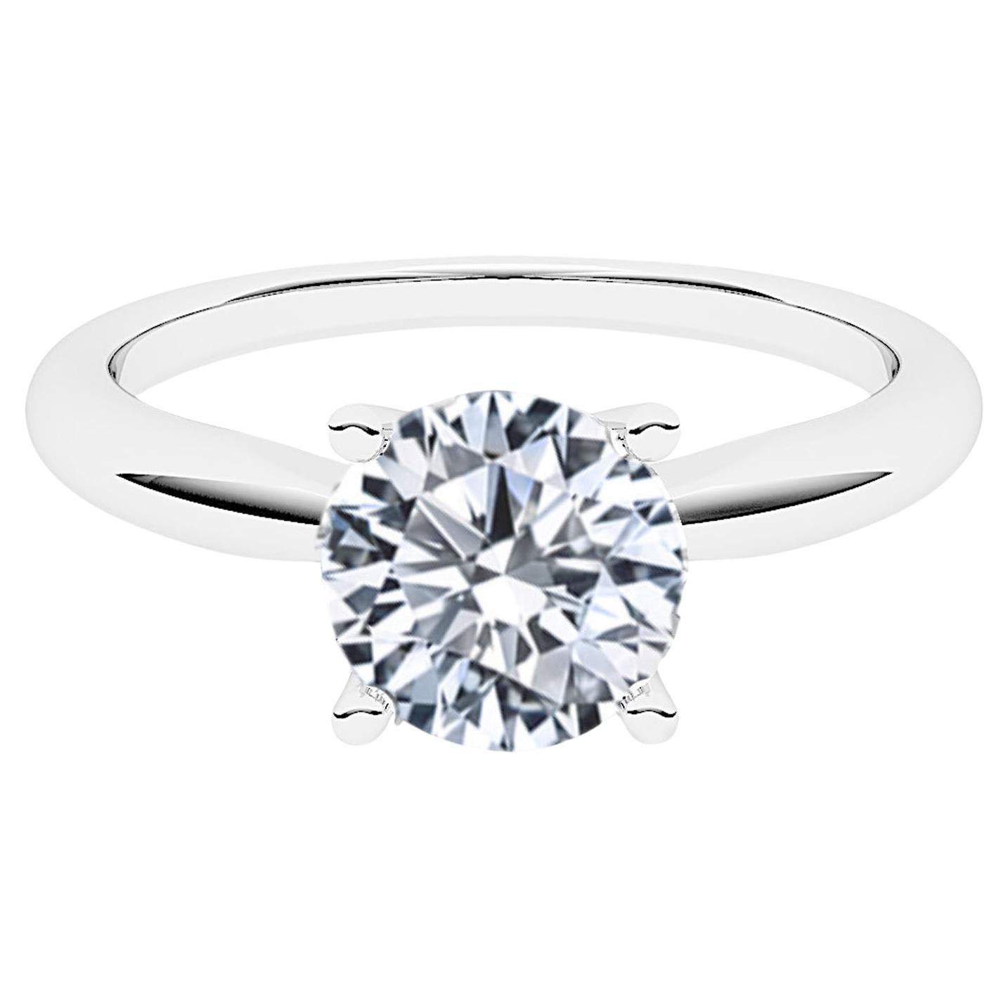 Diamant rond solitaire de 1,00 carat de couleur E-F et de pureté VS certifié par le GIA, 6 grilles en vente