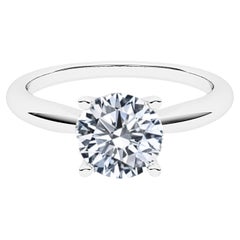 Diamant rond solitaire de 1,00 carat de couleur E-F et de pureté VS certifié par le GIA, 6 grilles