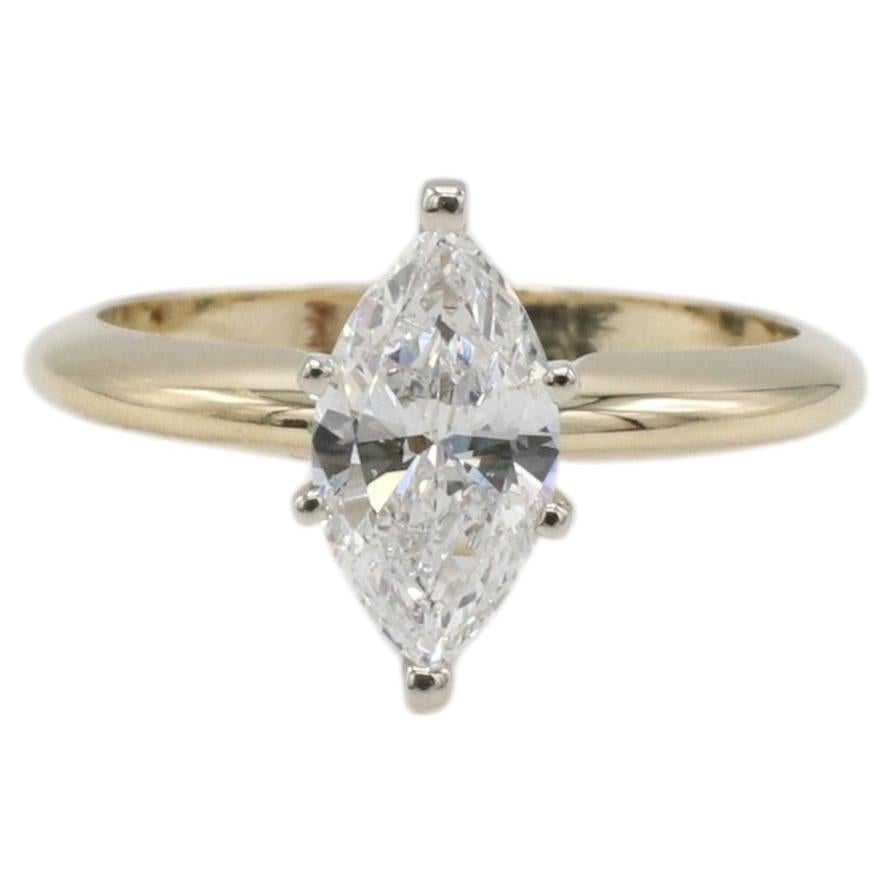 GIA Certified 1.00 Carat E I1 Marquise Natural Diamond Solitaire Engagement Ring