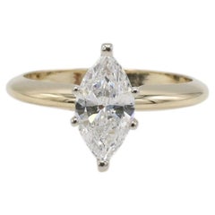 GIA Certified 1.00 Carat E I1 Marquise Natural Diamond Solitaire Engagement Ring