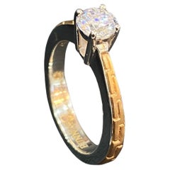 GIA Certified 1.00 Carat E VVS1 Round Brilliant Diamond Ring 18K Two-Tone Gold