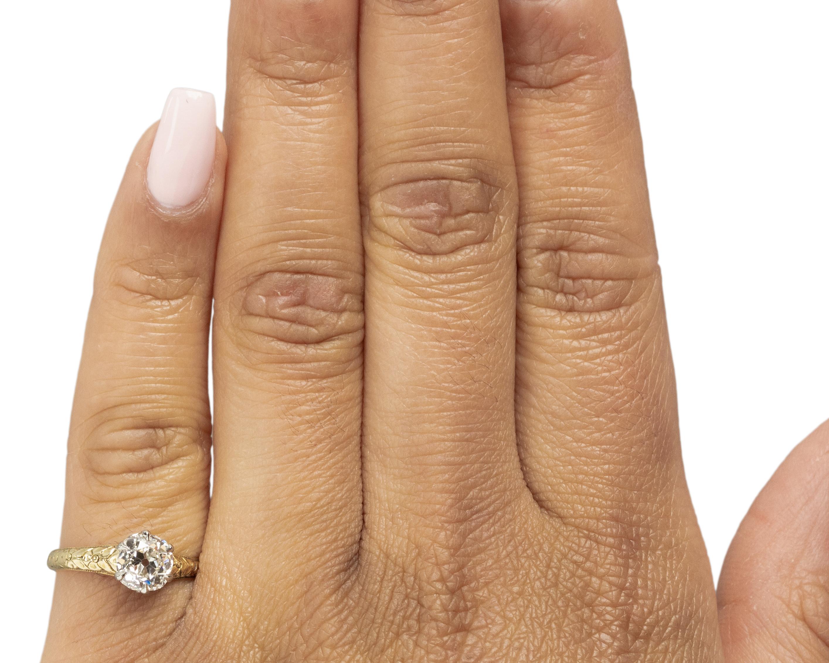 Women's GIA Certified 1.00 Carat Edwardian Diamond 14 Karat Yellow Gold Engagement Ring For Sale