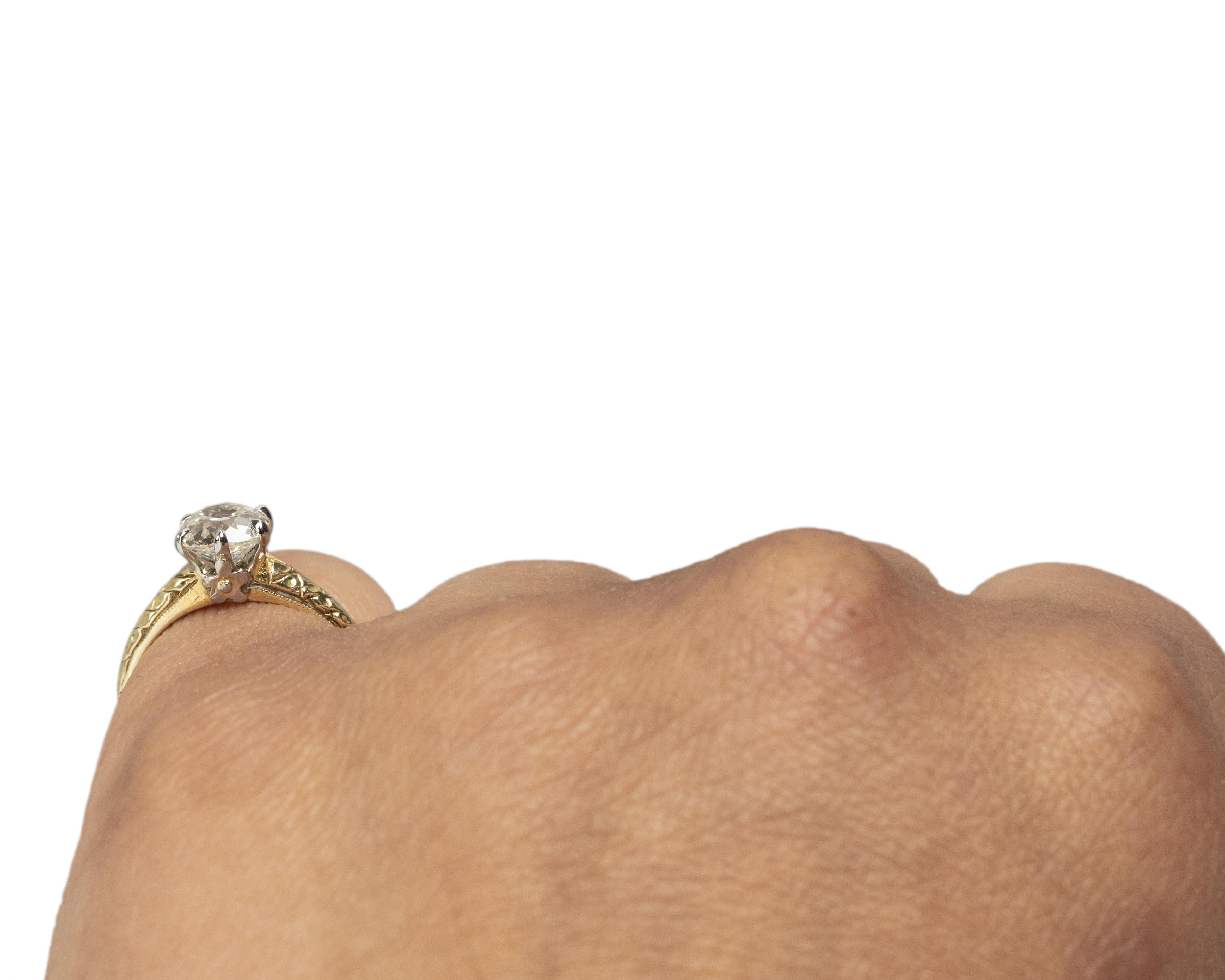 GIA Certified 1.00 Carat Edwardian Diamond 14 Karat Yellow Gold Engagement Ring For Sale 1