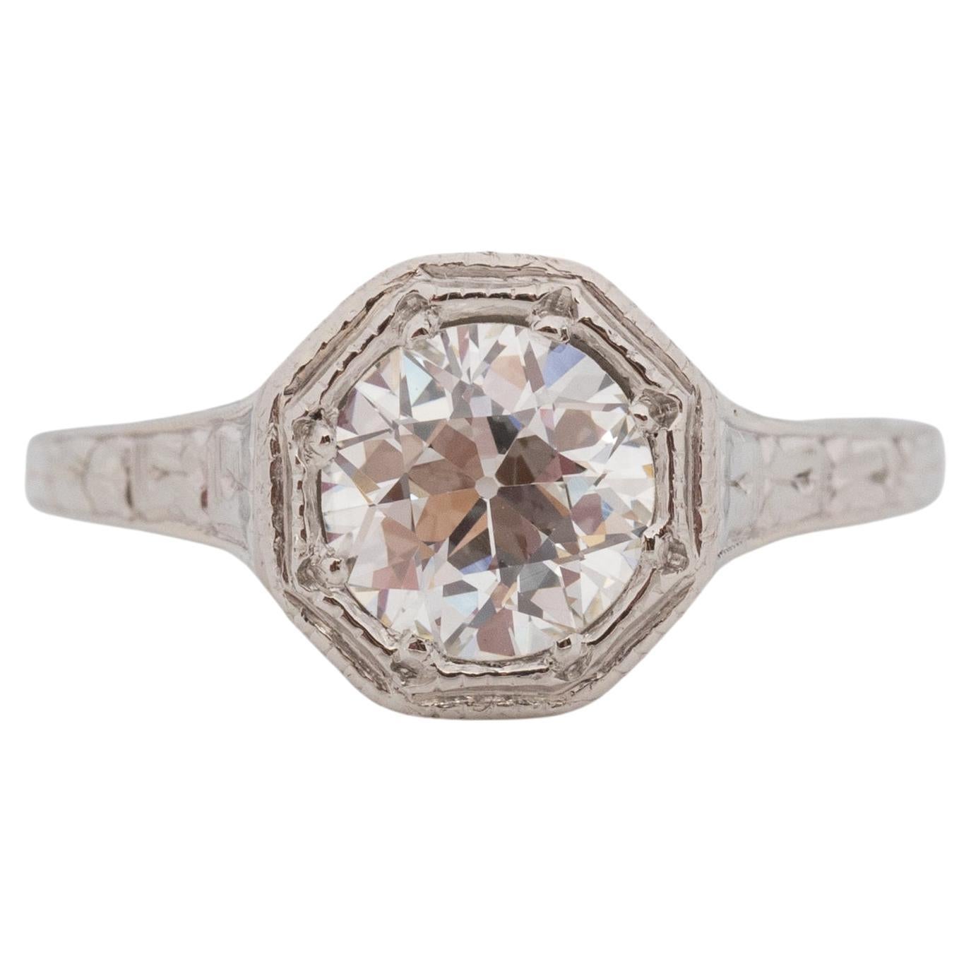 GIA Certified 1.00 Carat Edwardian Diamond Platinum Engagement Ring