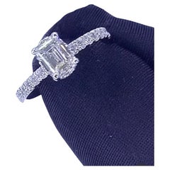 GIA Certified 1.00 Carat Emerald Shape Diamond 18K Gold Solitaire Ring