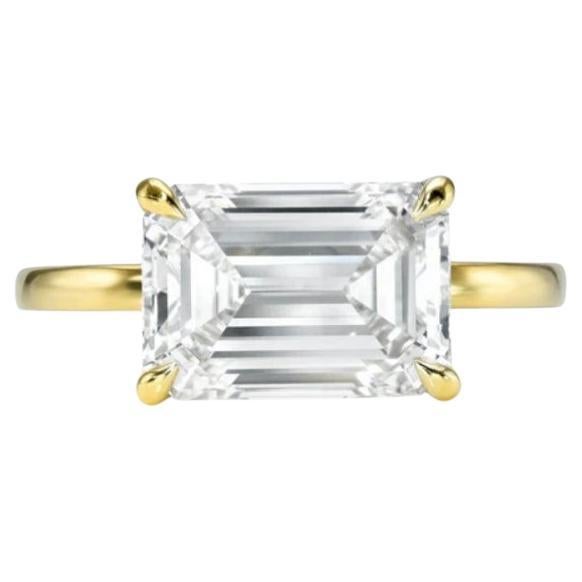 GIA Certified 1.00 Carat Emerald Shape Diamond 18K Gold Solitaire Ring