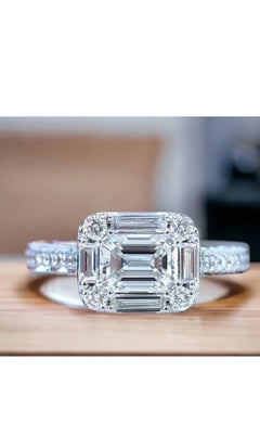 GIA Certified 1.00 Carat Emerald Shape Diamonds 18K Gold Solitaire Ring