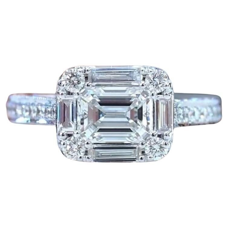 GIA Certified 1.00 Carat Emerald Shape Diamonds 18K Gold Solitaire Ring