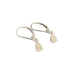 GIA Certified 1.00 Carat F/VS1 Pear Shape Diamond Dangle Earrings 18K White Gold