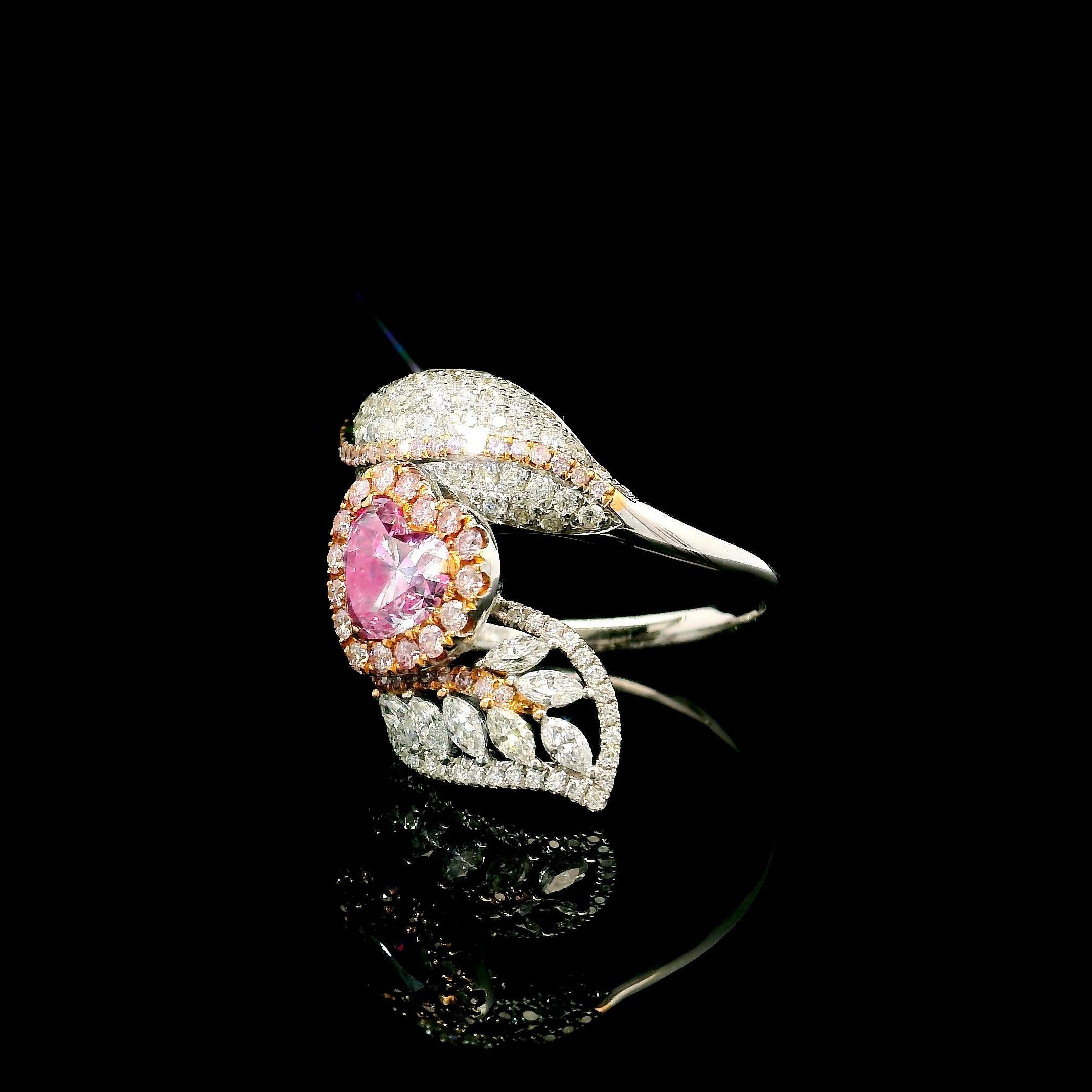 Bague en diamant certifié GIA de 1,00 carat, de couleur brun rosé, pureté SI2 Neuf - En vente à บางรัก, TH