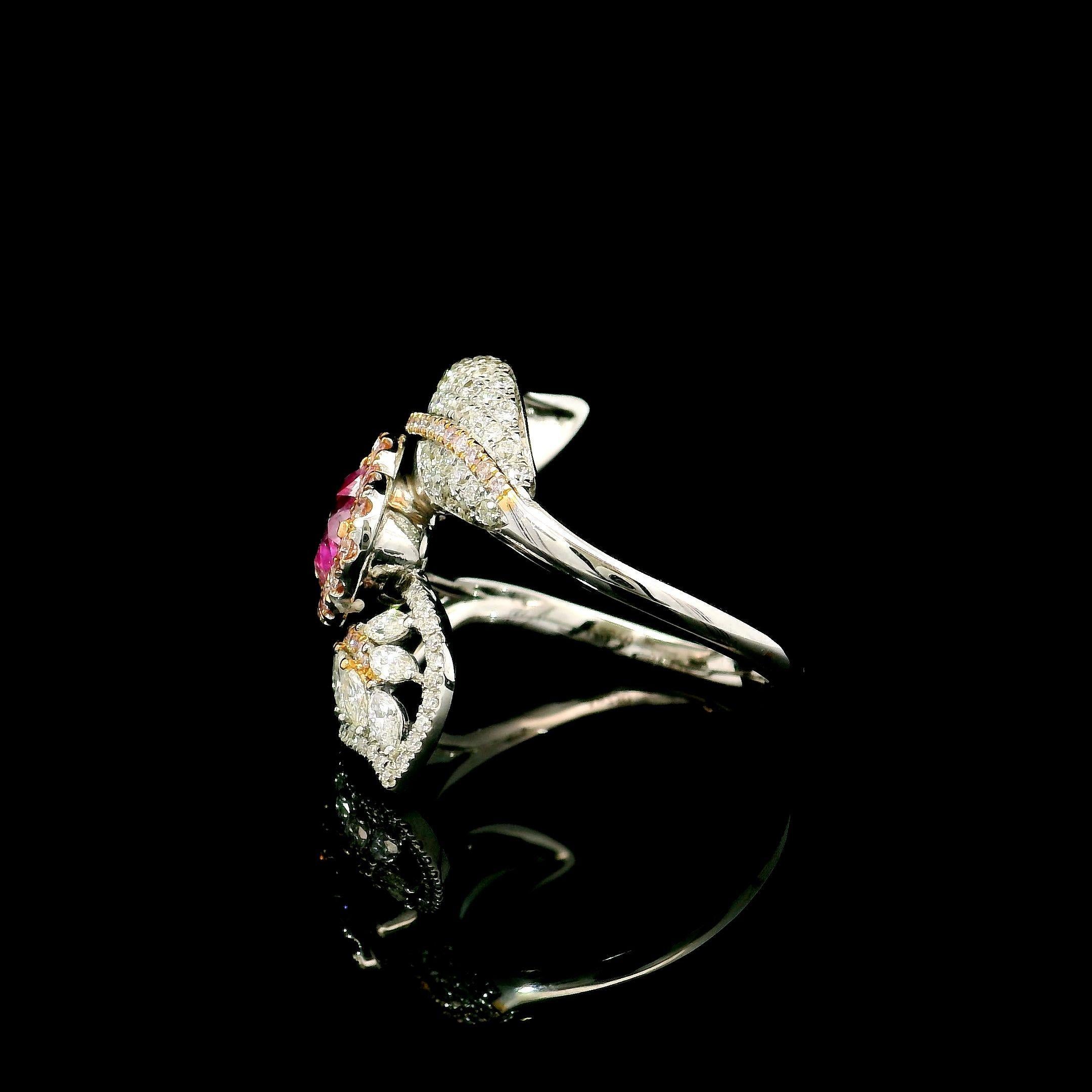 Bague en diamant certifié GIA de 1,00 carat, de couleur brun rosé, pureté SI2 en vente 1