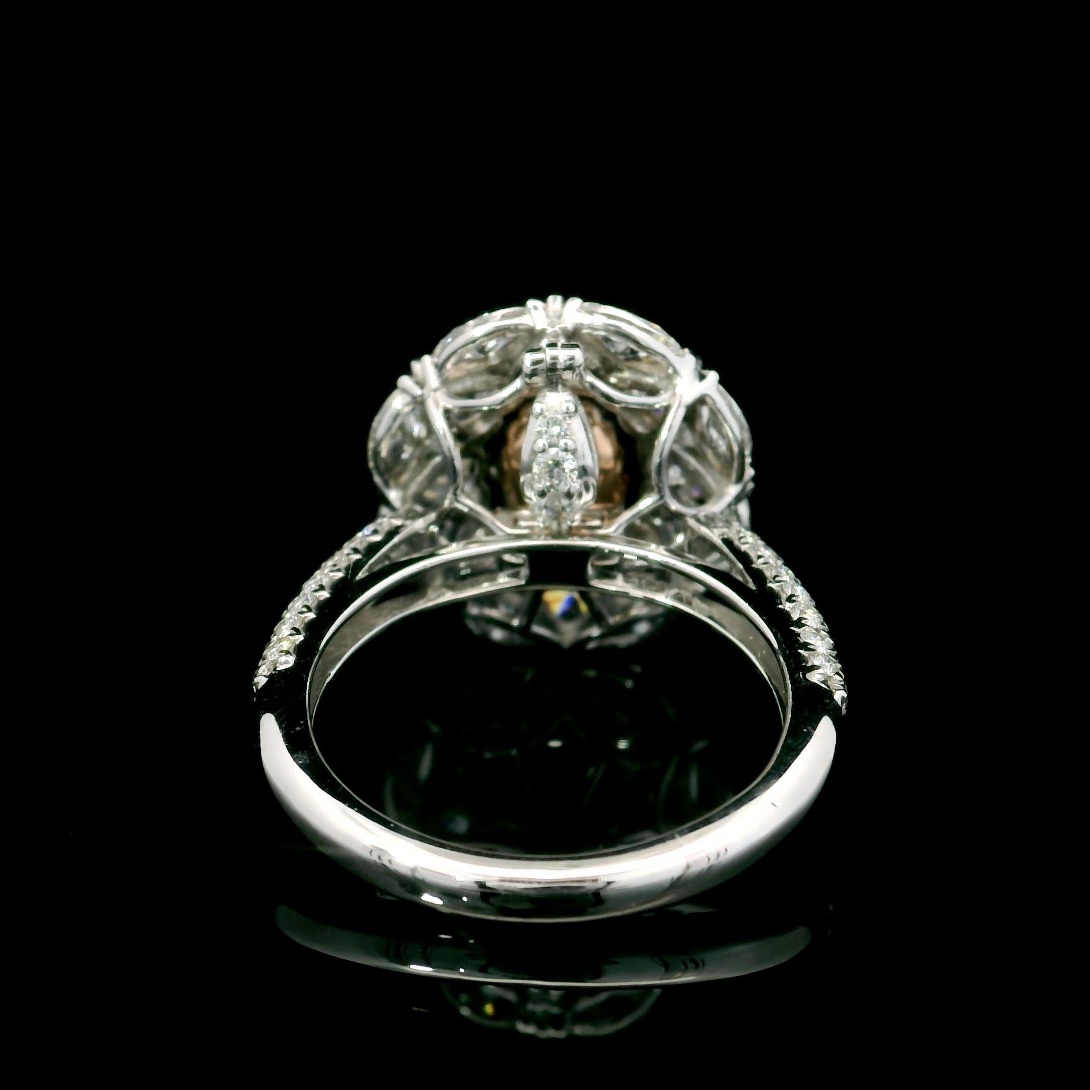 da uomo o donna Anello con diamante certificato GIA da 1,00 carati di colore rosa chiaro VS2 in vendita