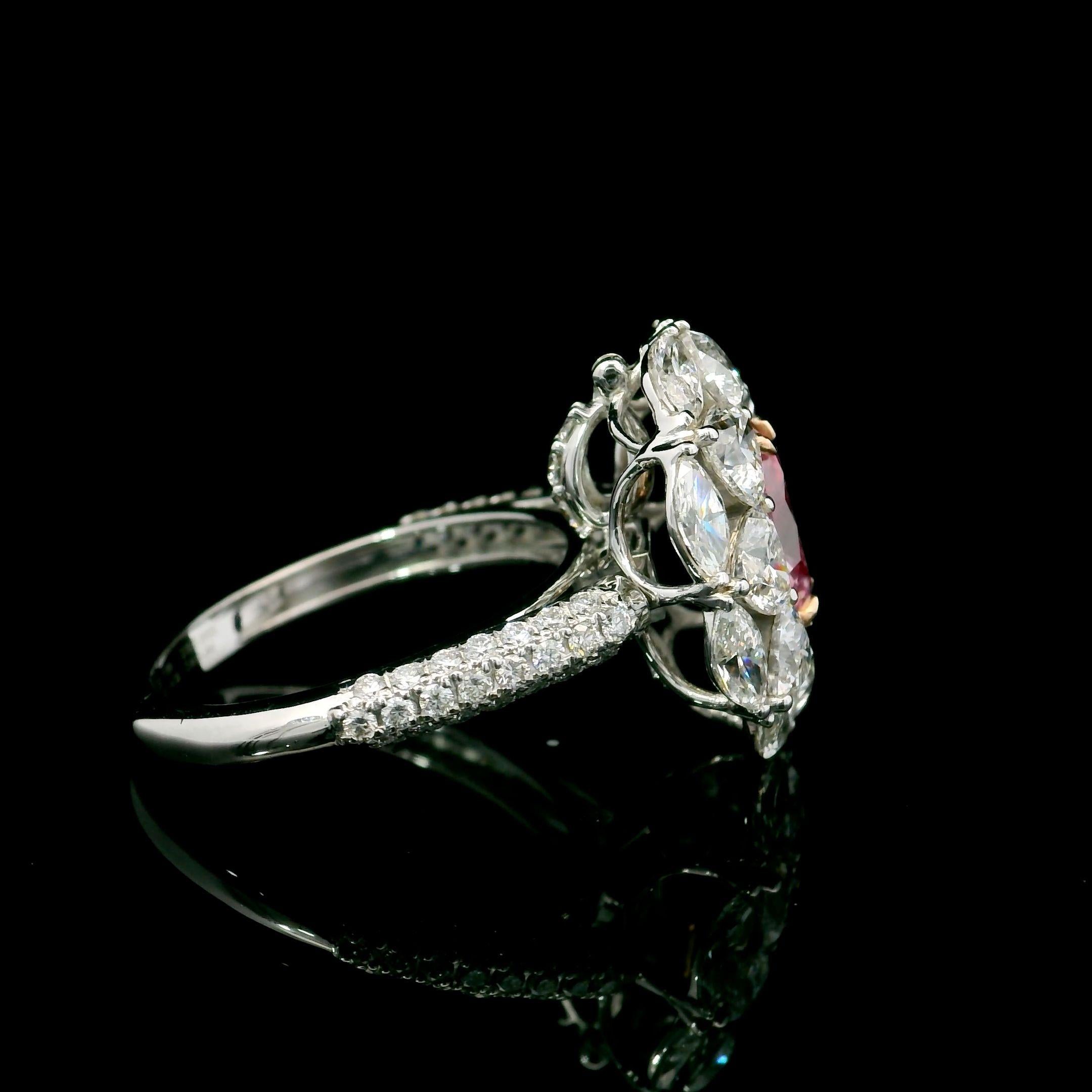 Anello con diamante certificato GIA da 1,00 carati di colore rosa chiaro VS2 in vendita 2