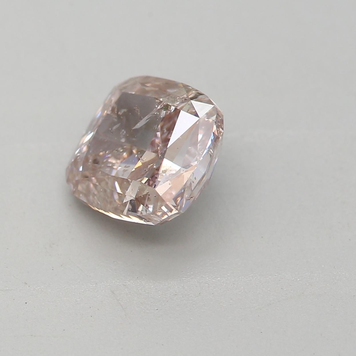 Cushion Cut GIA Certified 1.00 Carat Fancy Brownish Pink I2 Clarity Diamond For Sale