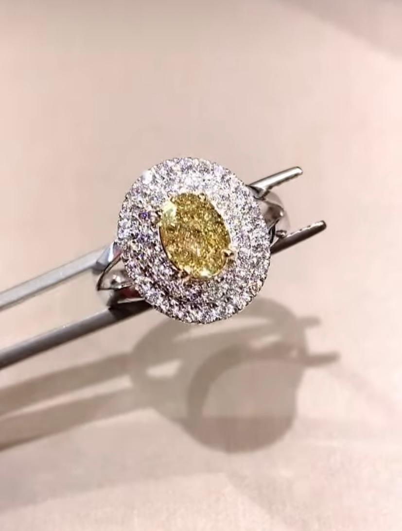 Oval Cut GIA Certified 1.00 Carat Fancy Brownish Yellow Diamond 18K Gold Ring For Sale