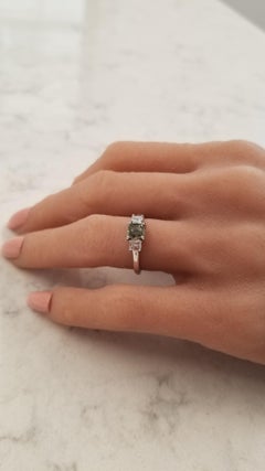 GIA Certified 1.00 Carat Fancy Dark Grey-Yellowish Green Diamond Cocktail Ring