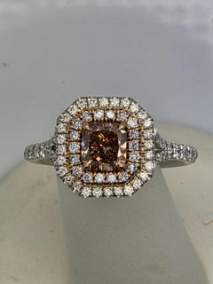 GIA Certified 1.00 Carat Fancy Deep Brown-Pink Diamond Ring