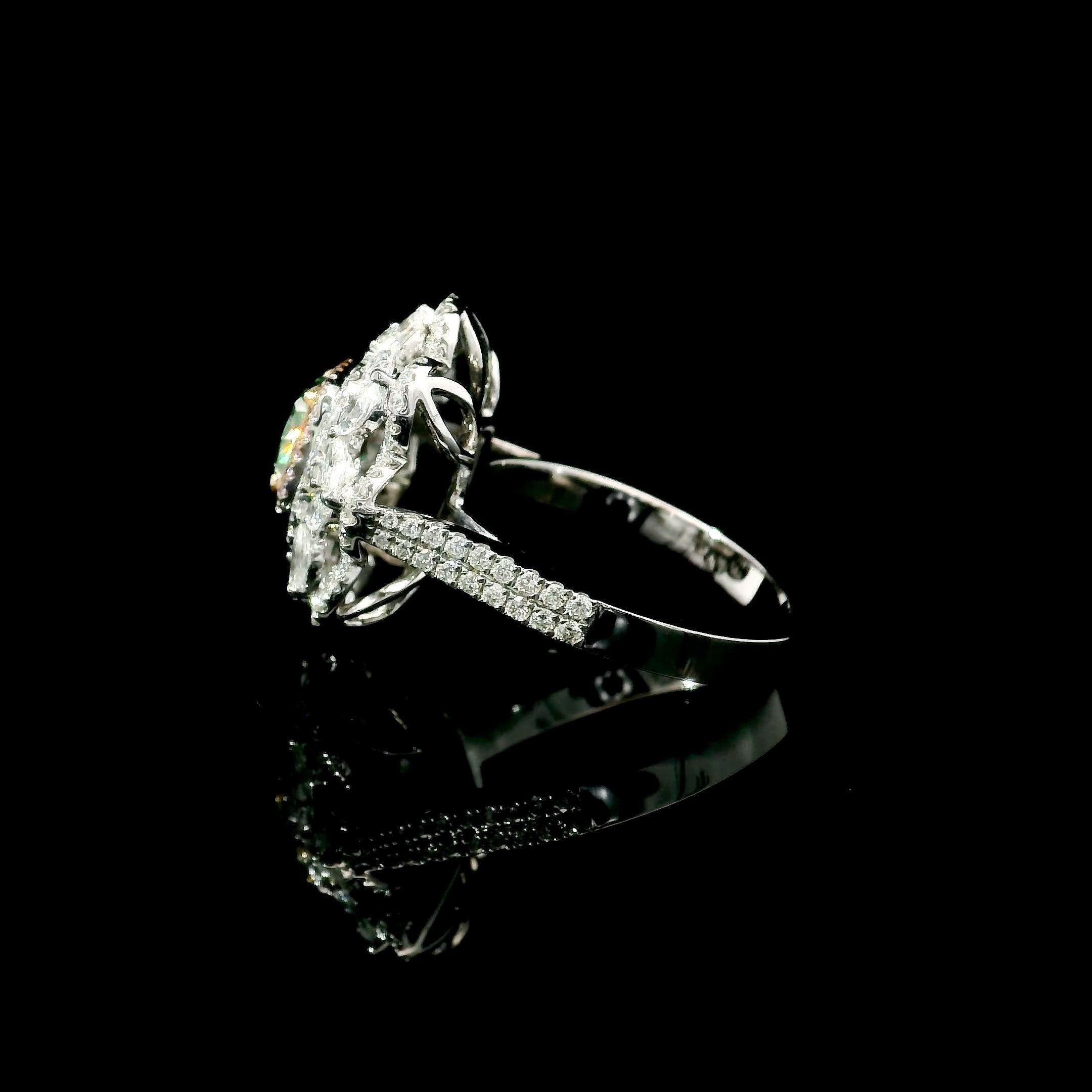 GIA Certified 1.00 Carat Fancy Grayish Yellowish Green SI1 Clarity Diamond Ring In New Condition For Sale In บางรัก, TH