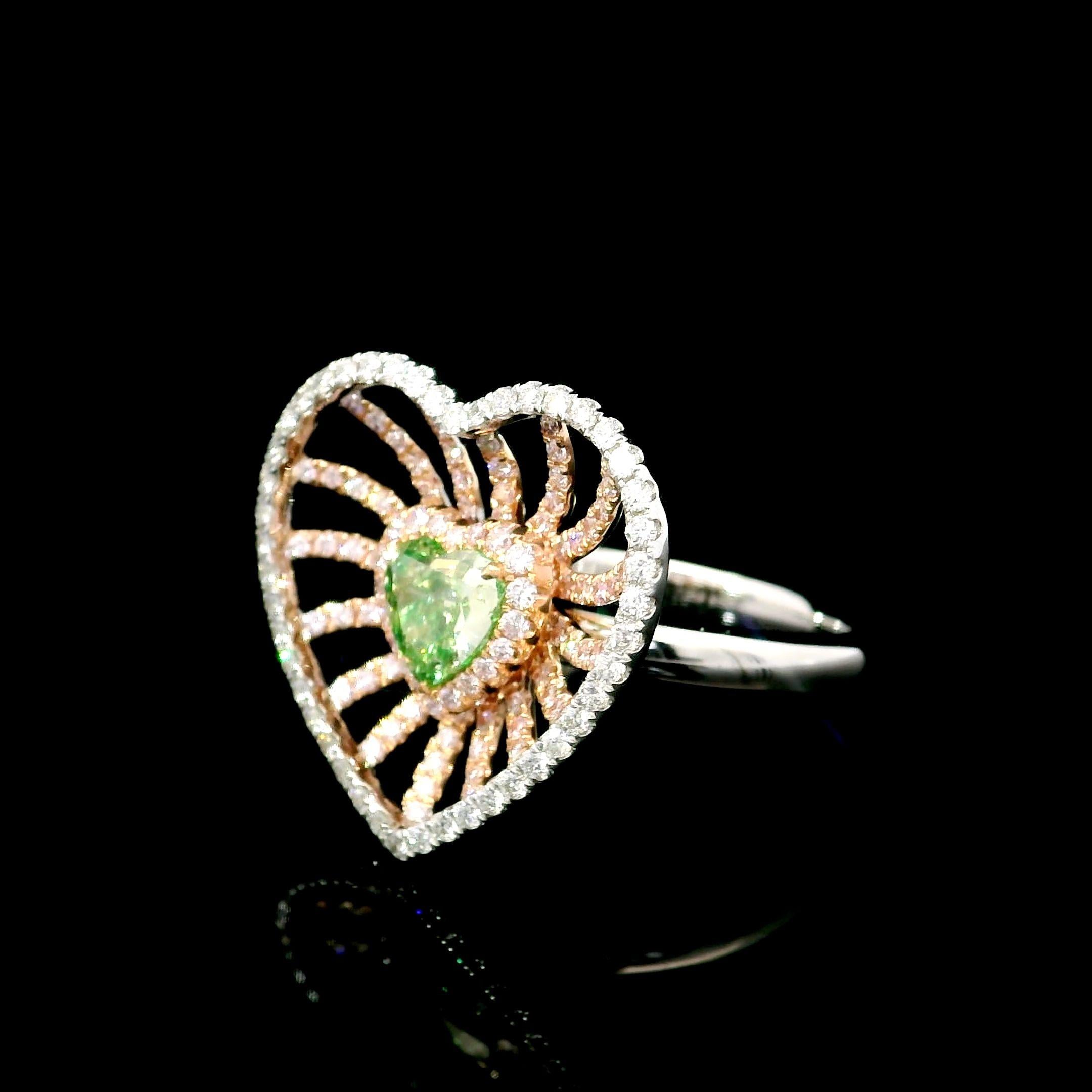 Anillo de diamantes con certificado GIA de 1,00 quilates Amarillo verdoso fantasía Claridad VS1 en Nuevo estado para la venta en บางรัก, TH