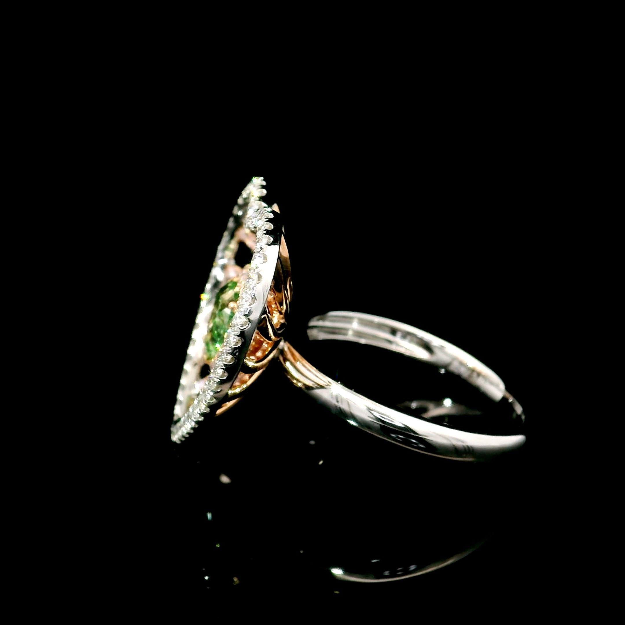 Anillo de diamantes con certificado GIA de 1,00 quilates Amarillo verdoso fantasía Claridad VS1 en venta 1