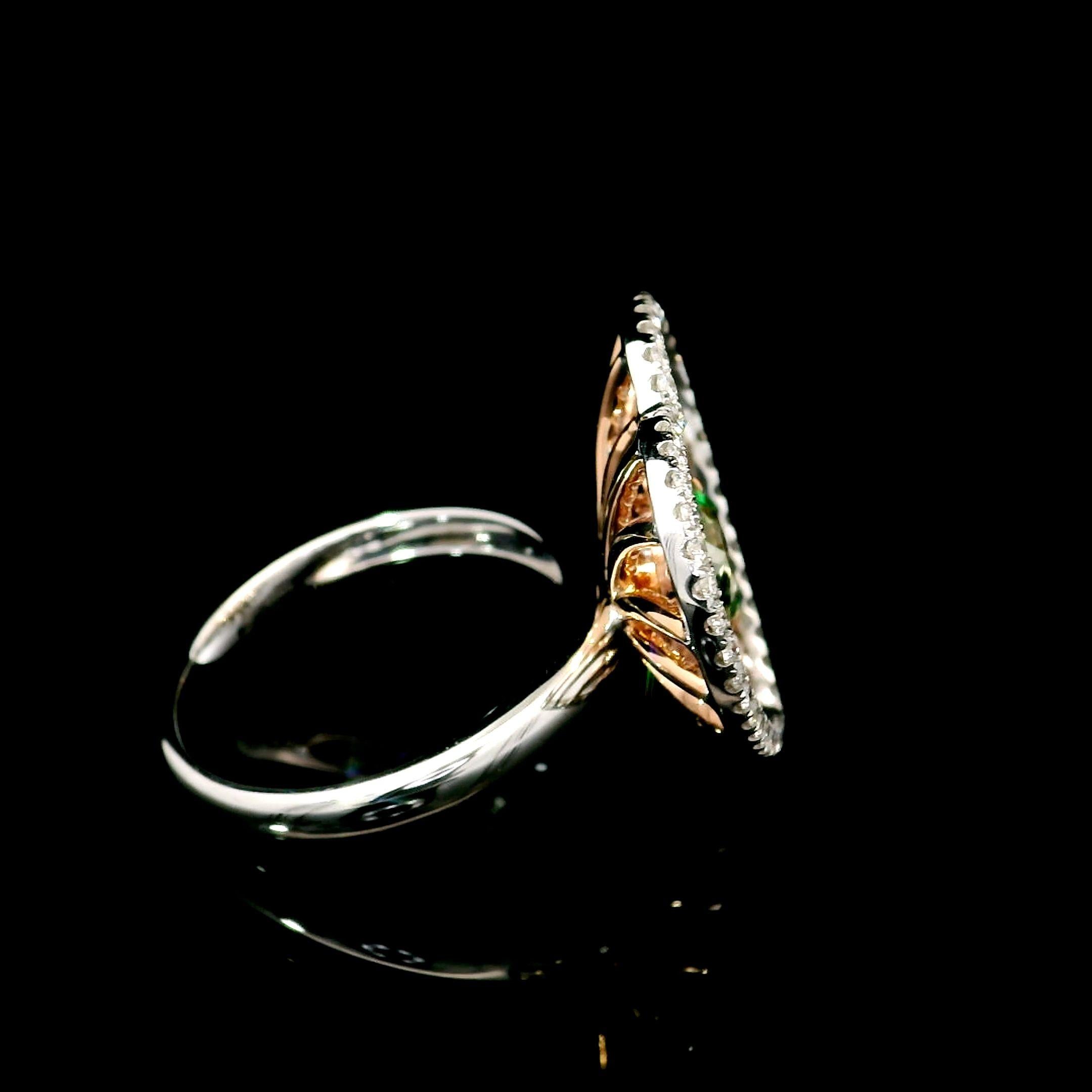 Anillo de diamantes con certificado GIA de 1,00 quilates Amarillo verdoso fantasía Claridad VS1 en venta 2