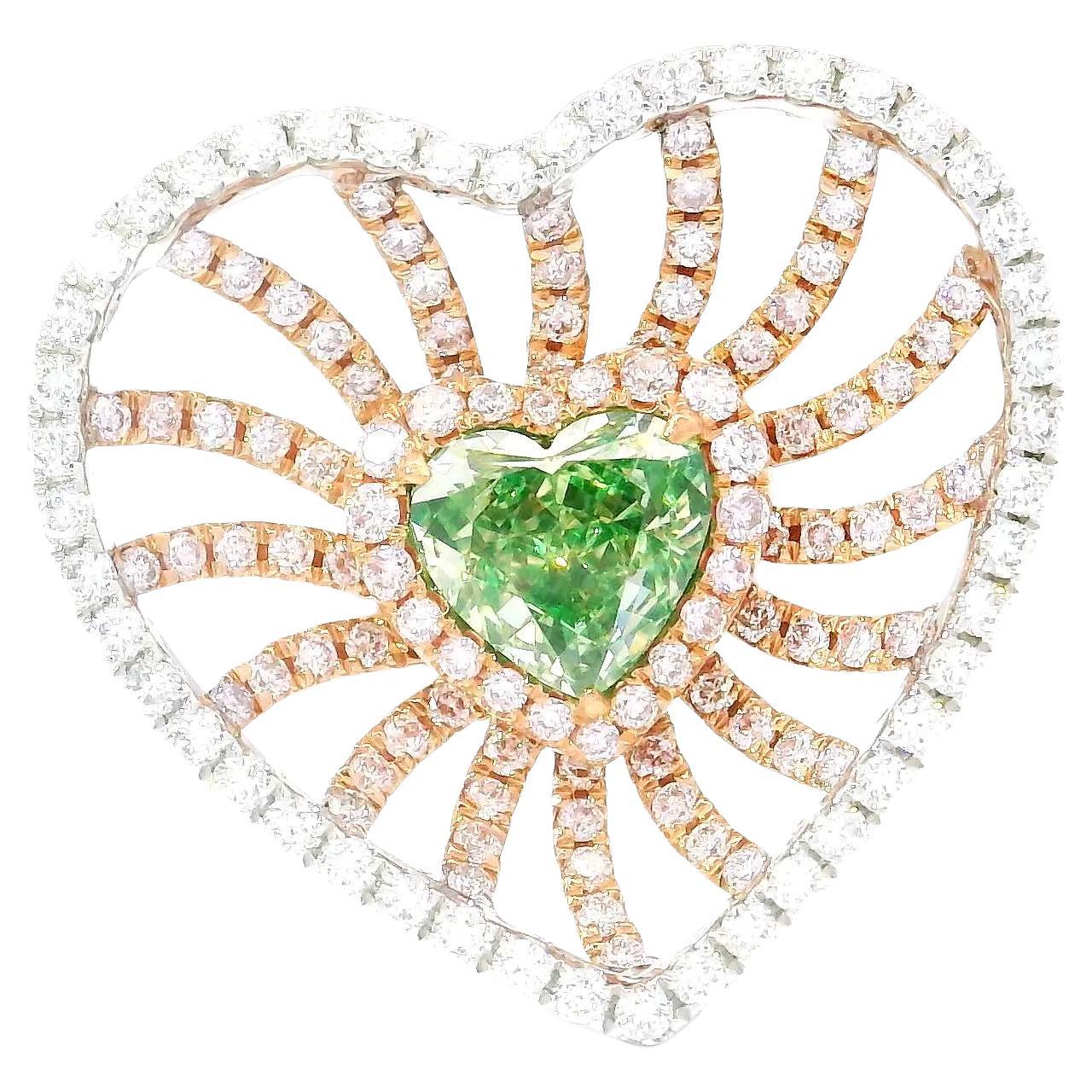 GIA Certified 1.00 Carat Fancy Greenish Yellow VS1 Clarity Diamond Ring